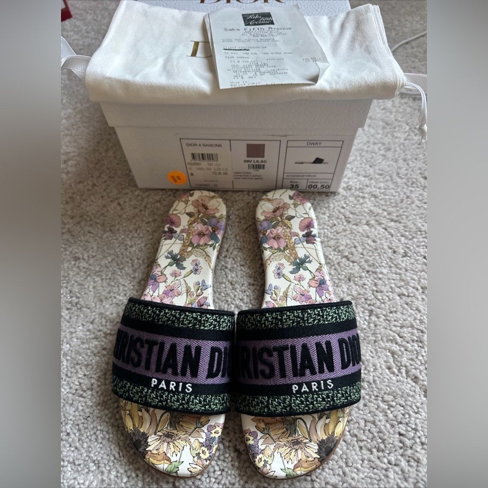 DIOR Dway Slide Women's Size 5 Lilac KCQ209QSY35 New in Box with Receipt $800
